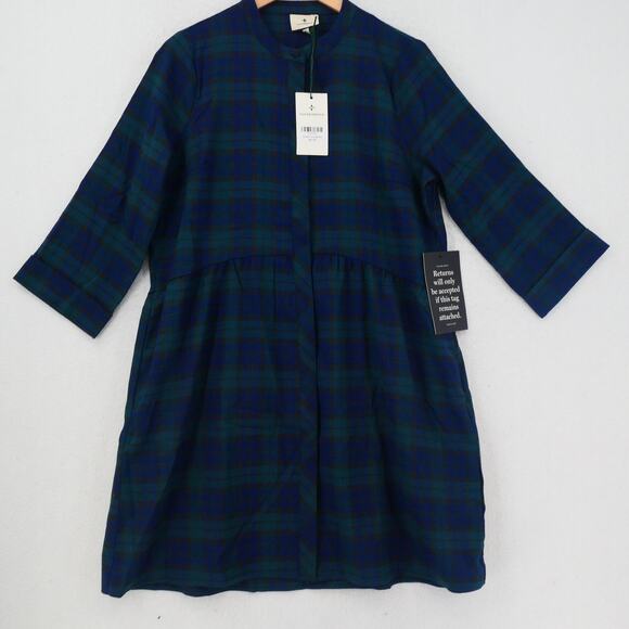 NEW Tuckernuck Blackwatch Royal Blue Green Shirt Dress Holiday Women's Medium - Picture 3 of 13